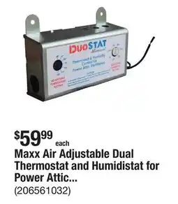 The Home Depot Maxx Air Adjustable Dual Thermostat and Humidistat for Power Attic Fans offer