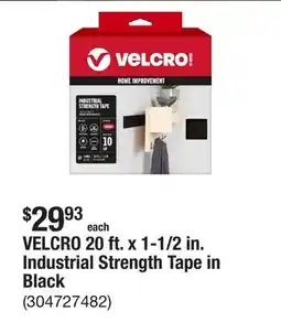 The Home Depot VELCRO 20 ft. x 1-1/2 in. Industrial Strength Tape in Black offer