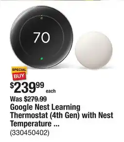 The Home Depot Google Nest Learning Thermostat (4th Gen) with Nest Temperature Sensor (2nd Gen) - Polished Silver offer