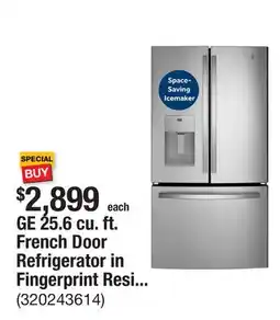 The Home Depot GE 25.6 cu. ft. French Door Refrigerator in Fingerprint Resistant Stainless Steel, ENERGY STAR offer