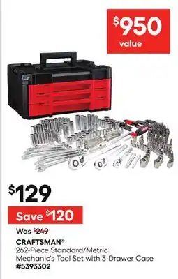 Lowe's 262-Piece Standard/Metric Mechanic's Tool Set with 3-Drawer Case offer
