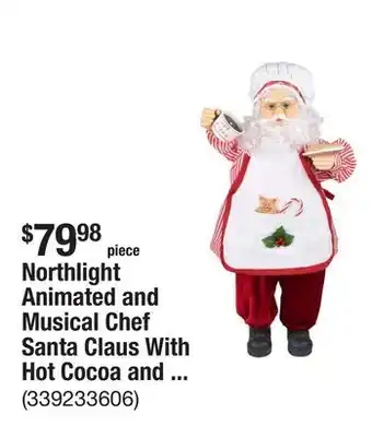 The Home Depot Northlight Animated and Musical Chef Santa Claus With Hot Cocoa and Cookie Christmas Figure-24 offer
