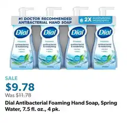 Sam's Club Dial Antibacterial Foaming Hand Soap, Spring Water, 7.5 fl. oz., 4 pk offer