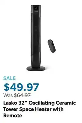 Sam's Club Lasko 32 Oscillating Ceramic Tower Space Heater with Remote offer
