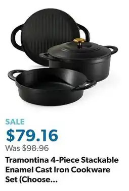 Sam's Club Tramontina 4-Piece Stackable Enamel Cast Iron Cookware Set (Choose Color) offer