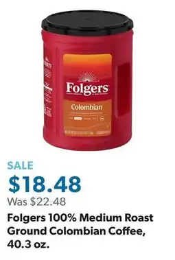 Sam's Club Folgers 100% Medium Roast Ground Colombian Coffee, 40.3 oz offer