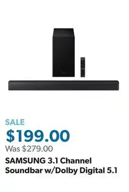 Sam's Club SAMSUNG 3.1 Channel Soundbar w/Dolby Digital 5.1 offer