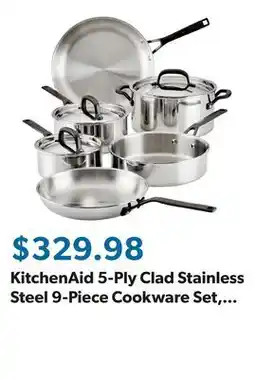 Sam's Club KitchenAid 5-Ply Clad Stainless Steel 9-Piece Cookware Set, Polished Stainless Steel offer