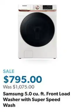 Sam's Club Samsung 5.0 cu. ft. Front Load Washer with Super Speed Wash offer