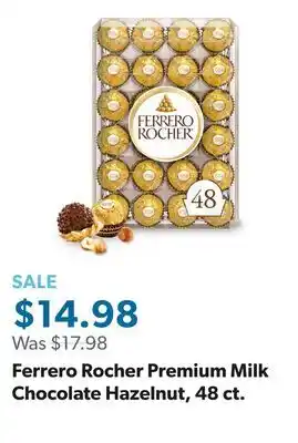Sam's Club Ferrero Rocher Premium Milk Chocolate Hazelnut, 48 ct offer