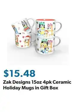 Sam's Club Zak Designs 15oz 4pk Ceramic Holiday Mugs in Gift Box offer