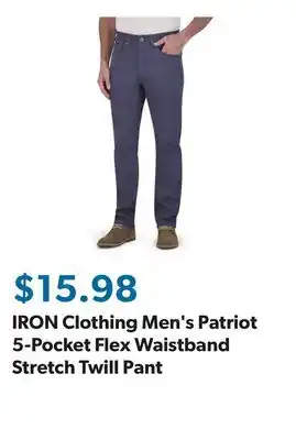 Sam's Club IRON Clothing Men's Patriot 5-Pocket Flex Waistband Stretch Twill Pant offer