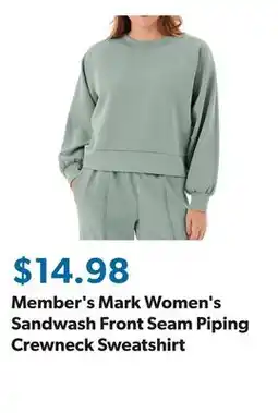 Sam's Club Member's Mark Women's Sandwash Front Seam Piping Crewneck Sweatshirt offer