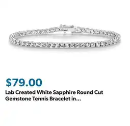 Sam's Club Lab Created White Sapphire Round Cut Gemstone Tennis Bracelet in Sterling Silver offer