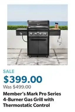 Sam's Club Member's Mark Pro Series 4-Burner Gas Grill with Thermostatic Control offer
