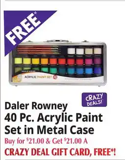 Ocean State Job Lot Daler Rowney 40 Pc. Acrylic Paint Set in Metal Case offer