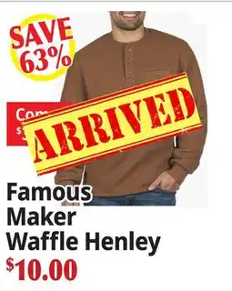 Ocean State Job Lot Famous Maker Waffle Henley offer