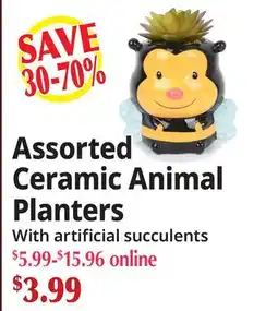 Ocean State Job Lot Assorted Ceramic Animal Planters offer