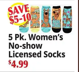 Ocean State Job Lot 5 Pk. Women's No-show Licensed Socks offer
