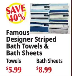 Ocean State Job Lot Famous Designer Striped Bath Towels & Bath Sheets offer