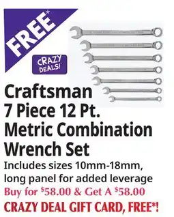 Ocean State Job Lot Craftsman 7 Piece 12 Pt. Metric Combination Wrench Set offer