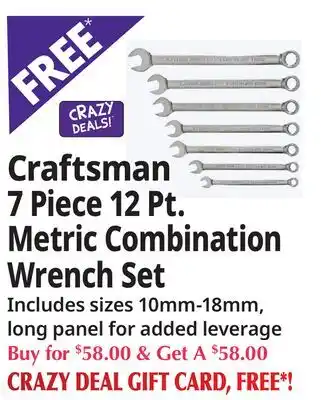 Ocean State Job Lot Craftsman 7 Piece 12 Pt. Metric Combination Wrench Set offer