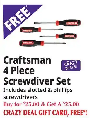 Ocean State Job Lot Craftsman 4 Piece Screwdriver Set offer