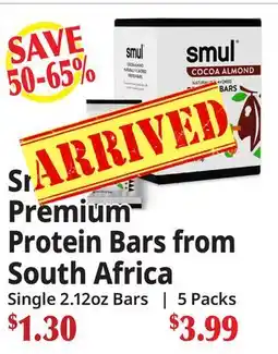 Ocean State Job Lot Smul Premium Protein Bars from South Africa offer