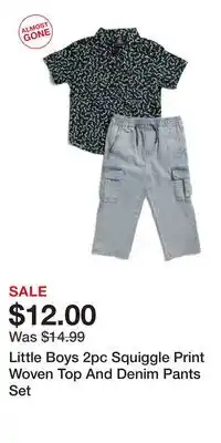 TJ Maxx Little Boys 2pc Squiggle Print Woven Top And Denim Pants Set offer
