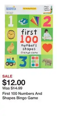 TJ Maxx First 100 Numbers And Shapes Bingo Game offer