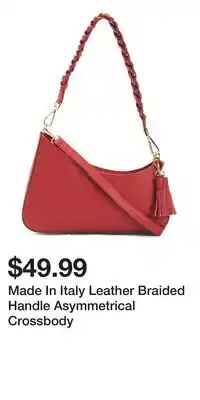 TJ Maxx Made In Italy Leather Braided Handle Asymmetrical Crossbody offer