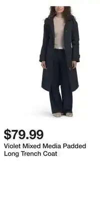 TJ Maxx Violet Mixed Media Padded Long Trench Coat offer