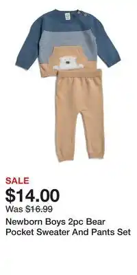 TJ Maxx Newborn Boys 2pc Bear Pocket Sweater And Pants Set offer