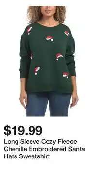 TJ Maxx Long Sleeve Cozy Fleece Chenille Embroidered Santa Hats Sweatshirt offer