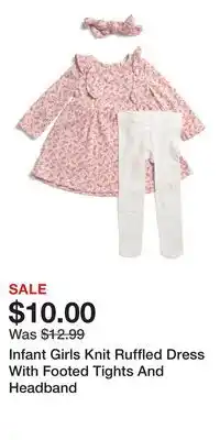 TJ Maxx Infant Girls Knit Ruffled Dress With Footed Tights And Headband offer