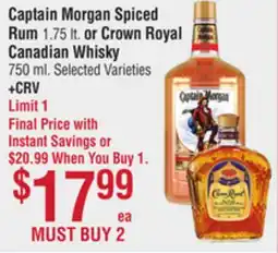 Smart & Final Captain Morgan Spiced Rum or Crown Royal Canadian Whisky offer
