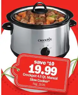 Meijer Crockpot 4.5 Qt. Manual Slow Cooker offer