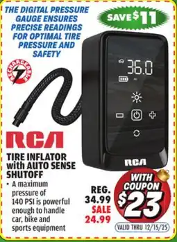 Big 5 RCA Rechargeable Tire Inflator with Auto Sense Shutoff offer