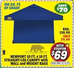 Big 5 Golden Bear Newport 10'x10' Straight-Leg Canopy with Wall offer