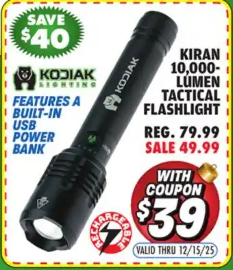 Big 5 Kodiak Kiran Rechargeable 10,000 Lumen Tactical Flashlight offer