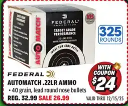 Big 5 Federal AutoMatch .22LR Ammo 325 Rounds offer