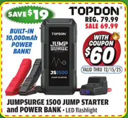 Big 5 TOPDON USA JumpSurge 1500 Jump Starter and Power Bank offer