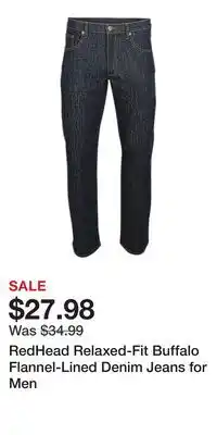 Cabela's RedHead Relaxed-Fit Buffalo Flannel-Lined Denim Jeans for Men offer