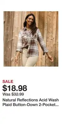Cabela's Natural Reflections Acid Wash Plaid Button-Down 2-Pocket Long-Sleeve Shirt offer
