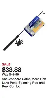 Cabela's Shakespeare Catch More Fish Lake Pond Spinning Rod and Reel Combo offer