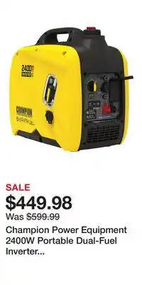 Cabela's Champion Power Equipment 2400W Portable Dual-Fuel Inverter Generator with CO Shield offer