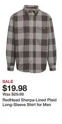 Cabela's RedHead Sherpa-Lined Plaid Long-Sleeve Shirt for Men offer