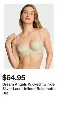 Victoria's Secret Dream Angels Wicked Twinkle Silver Lace Unlined Balconette Bra offer