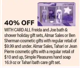 CVS ALL Freida and Joe bath & shower holiday gift sets, Almar Sales or Ben Sherman cosmetic gifts offer
