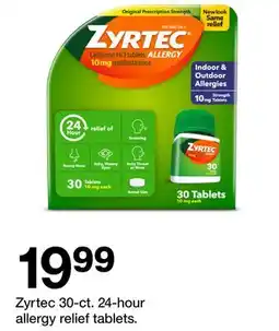Target Zyrtec 30-ct. 24-hour allergy relief tablets offer